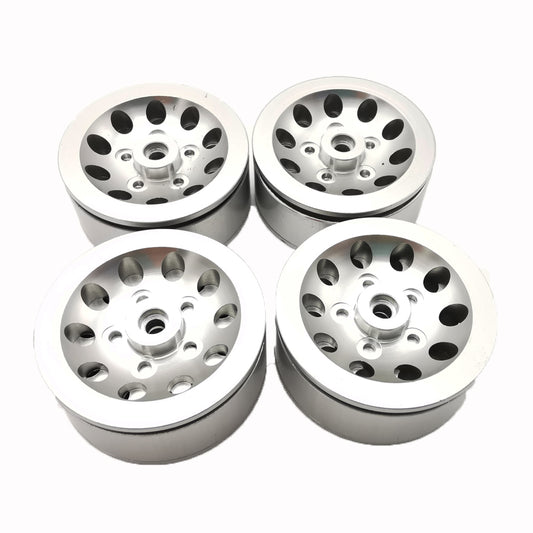 4pcs Mn Model Metal Clamping Pressure Tire Beadlock Wheel Rim & Rubber Tires Set For Wpl 1/16 Mn45 D90 91 96 99 99s 99a 1/12 Rc Car Model Silver_4PCS