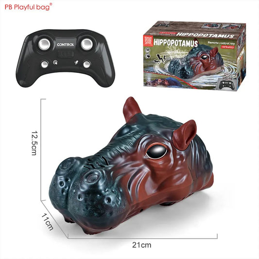 2.4GHz Hippo RC Boat Double Propeller Simulation Hippopotamus Remote Control Boat Model Toy Gifts For Boys Girls AC208-A