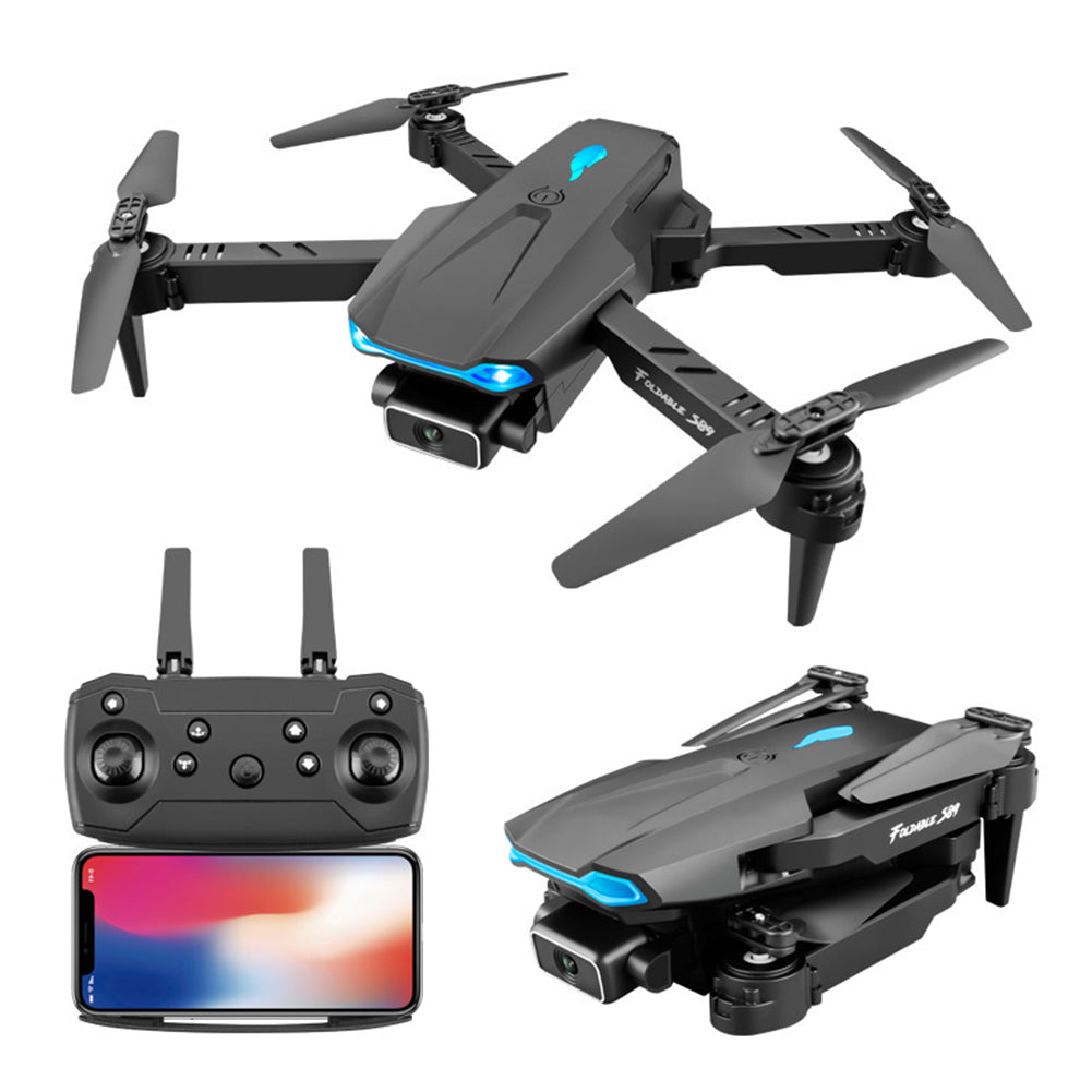 S89 Uav Hd 4k Aerial Photography Remote  Control  Quadcopter Dual Wifi Headless Mode Led Lights Folding Aircraft Model Toy For Boy Black single camera