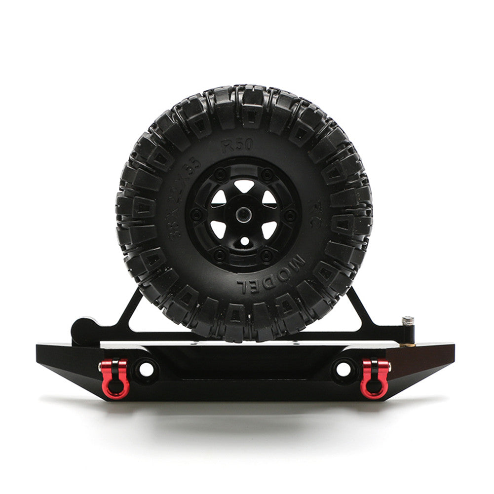 RC Axail SCX10 Rear Bumper Spare Tire Rack Winch Hook for 1/10 RC Crawler Car RC4WD D90 Aluminum Alloy Upgrade Part black_Rear bumper + black tire