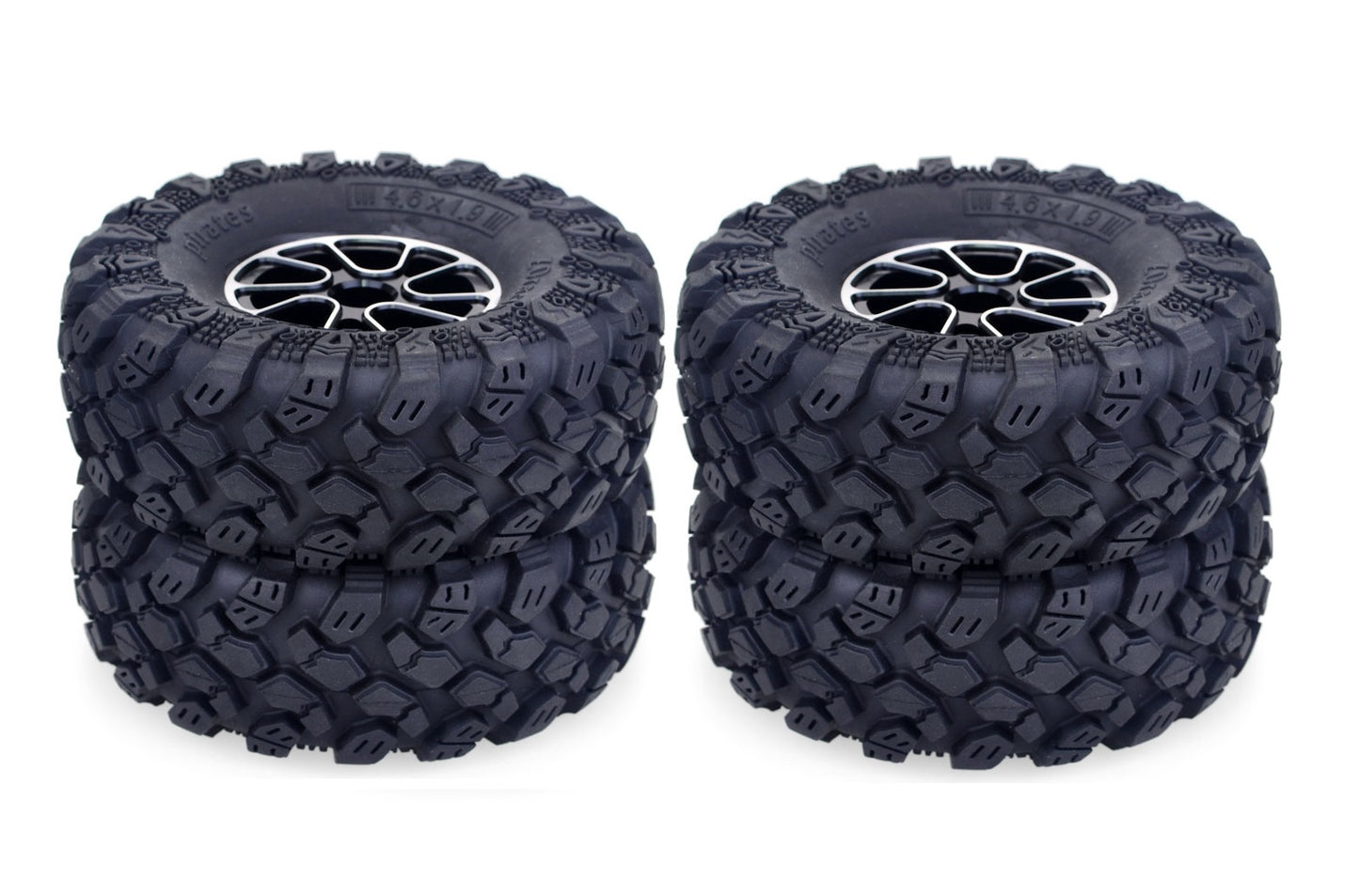 4Pcs 1.9"" Beadlock Wheel Rim & 1.9 Rubber Tires Set for 1/10 RC Crawler Axial SCX10 90046 Traxxas TRX-4 Redcat GEN 8 RC Car Parts black