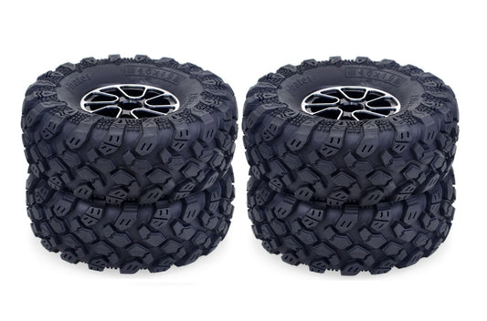4Pcs 1.9"" Beadlock Wheel Rim & 1.9 Rubber Tires Set for 1/10 RC Crawler Axial SCX10 90046 Traxxas TRX-4 Redcat GEN 8 RC Car Parts black