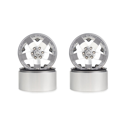 4Pcs Aluminum Alloy 202  Wheels Rims for 1/10 RC Crawler Axial SCX10 SCX10 II 90046 Traxxas TRX4 D90 silver