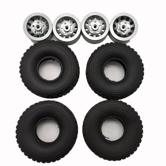 4pcs Mn Model Metal Clamping Pressure Tire Beadlock Wheel Rim & Rubber Tires Set For Wpl 1/16 Mn45 D90 91 96 99 99s 99a 1/12 Rc Car Model Titanium_4PCS tire + wheel tire